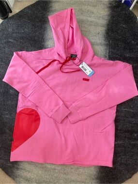 BIRDZ Pink Hoodie with Red Heart Accent - Women's M